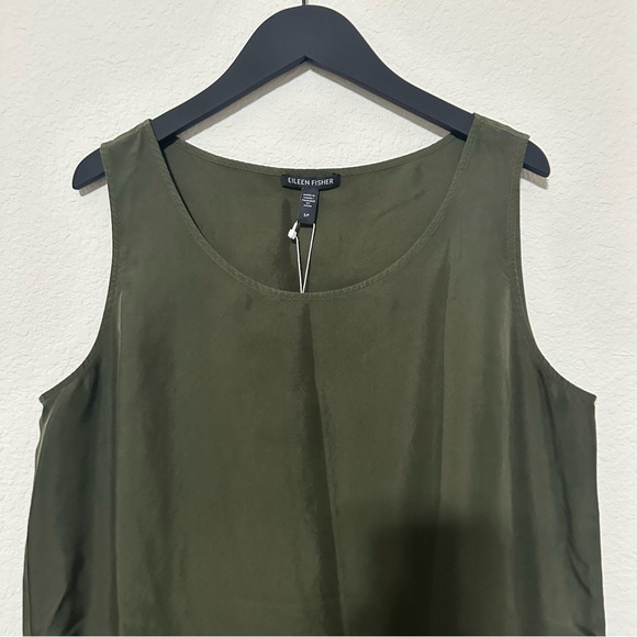 NWT Eileen Fisher Garment Dyed Silk Scoop Neck Coordinating Sleeveless top - Picture 6 of 8